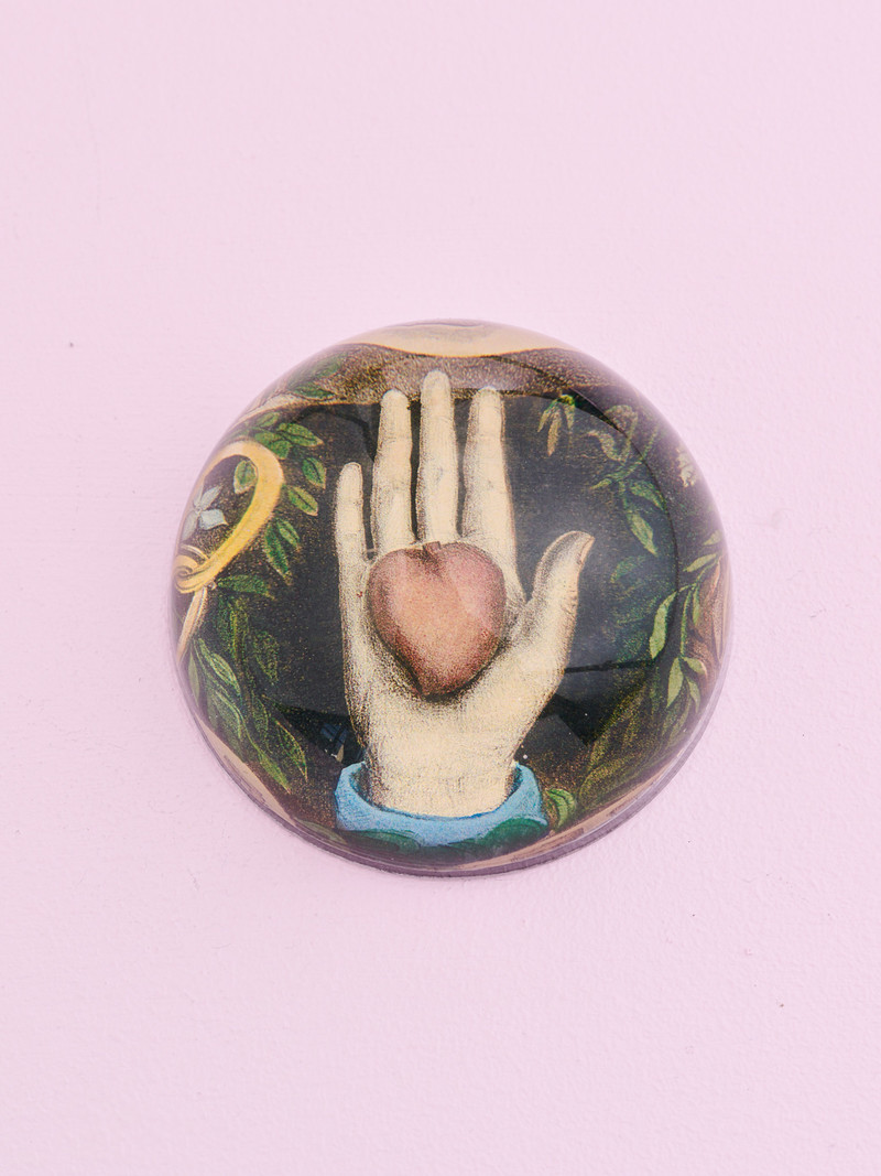 JOHN DERIAN Dome Paperweight -  Heart in Hand