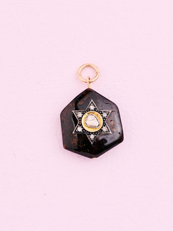 SENNOD Brown Tourmaline with Diamond Star Vignette