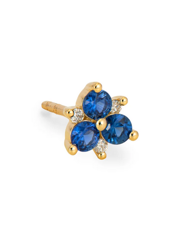 THREE STORIES Pave Flower Blue Sapphire Stud Earrings