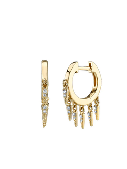SYDNEY EVAN Pave Fringe Drop Huggie Hoop Earrings - Single