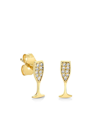 SYDNEY EVAN Champagne Glass Stud Earring