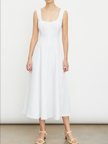 VINCE Panelled Scoop Neck Dress - Off White
