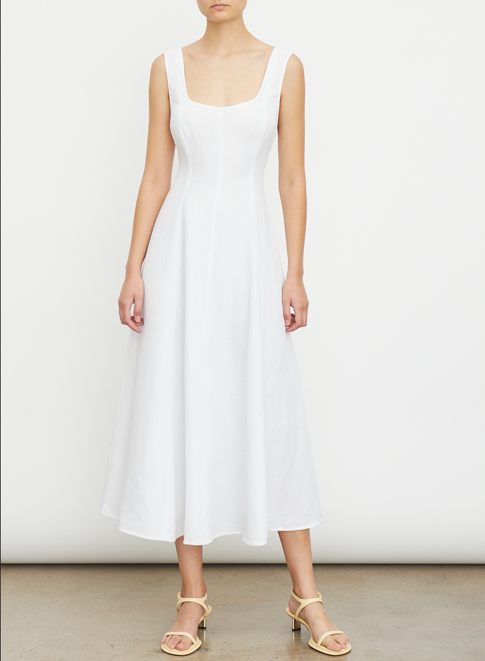 VINCE Panelled Scoop Neck Dress - Off White