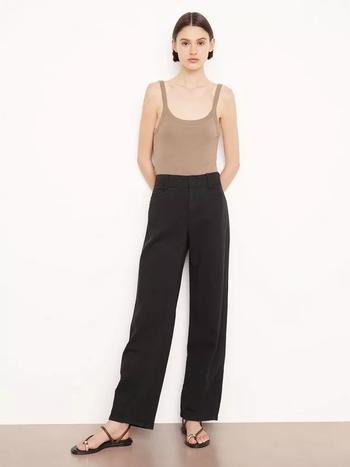 VINCE High-Waisted Washed Casual Pant - Black