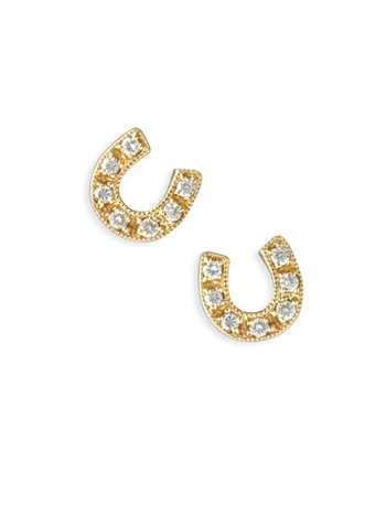 SYDNEY EVAN Pave Horseshoe Stud Earring