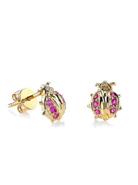 SYDNEY EVAN Ruby Ladybug Stud Earring