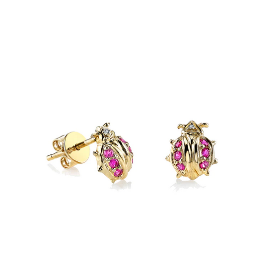 SYDNEY EVAN Ruby Ladybug Stud Earring