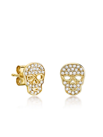 SYDNEY EVAN Tiny Pave Skull Stud Earring