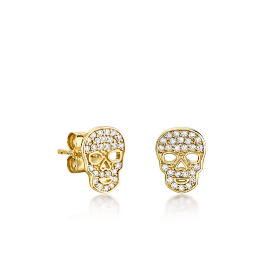 SYDNEY EVAN Tiny Pave Skull Stud Earring