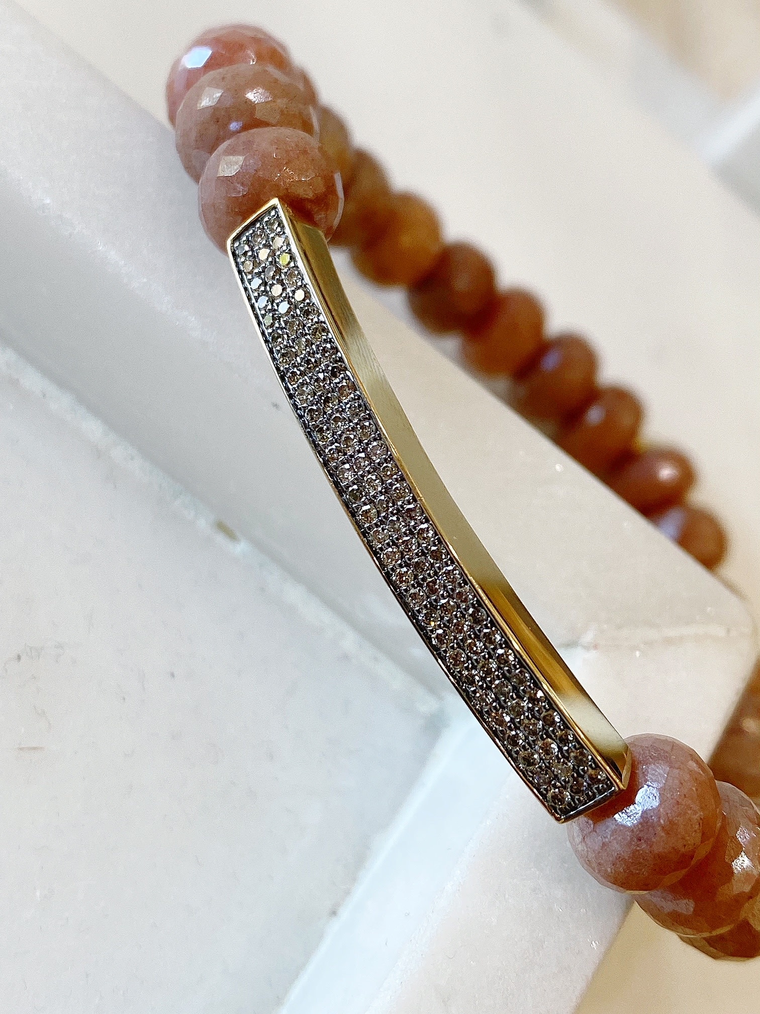 SYDNEY EVAN Pave Bar on Light Grey Quartz Bracelet