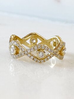 SYDNEY EVAN Large Bezel Evil Eye Eternity Band