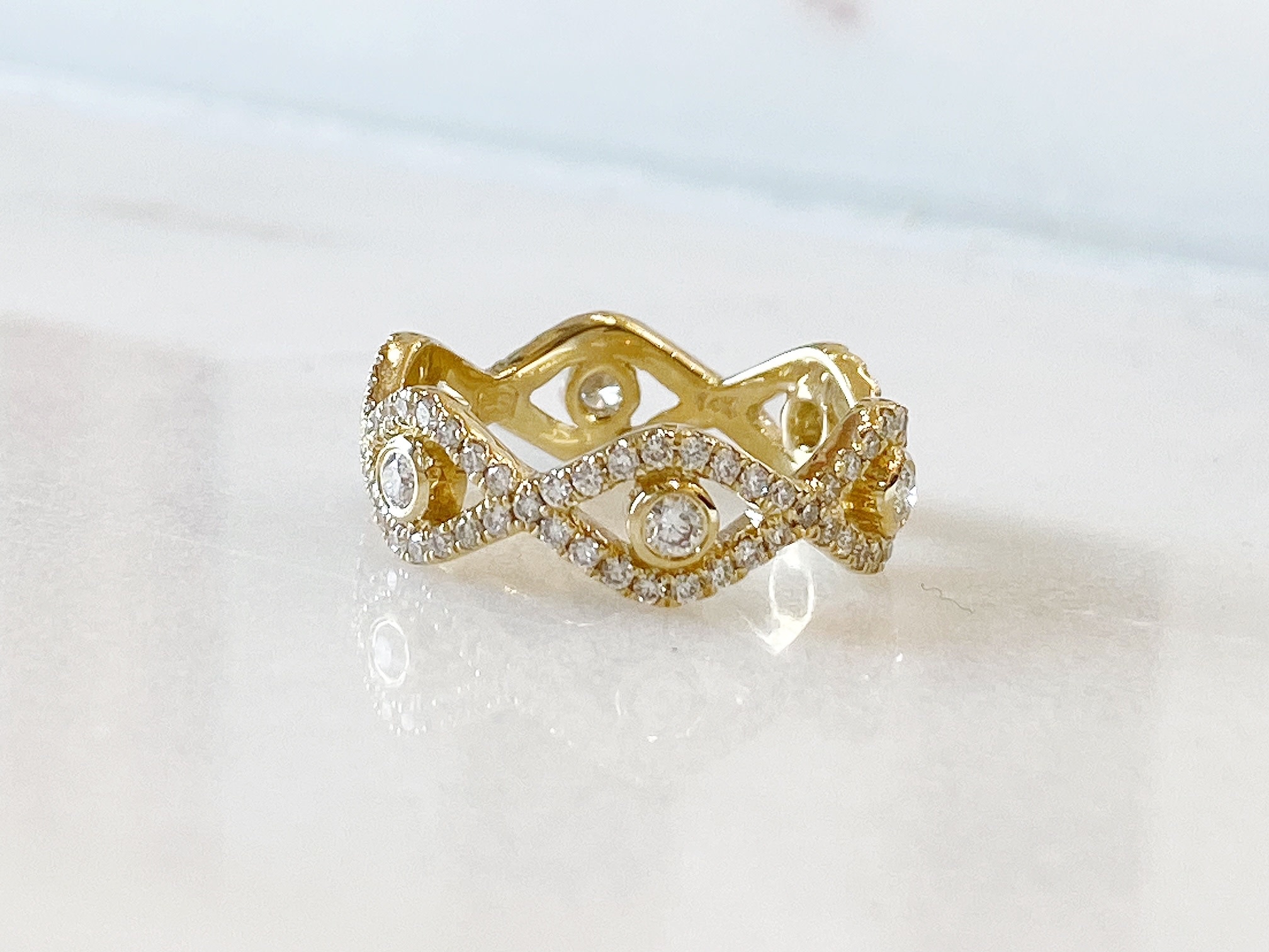 SYDNEY EVAN Large Bezel Evil Eye Eternity Band