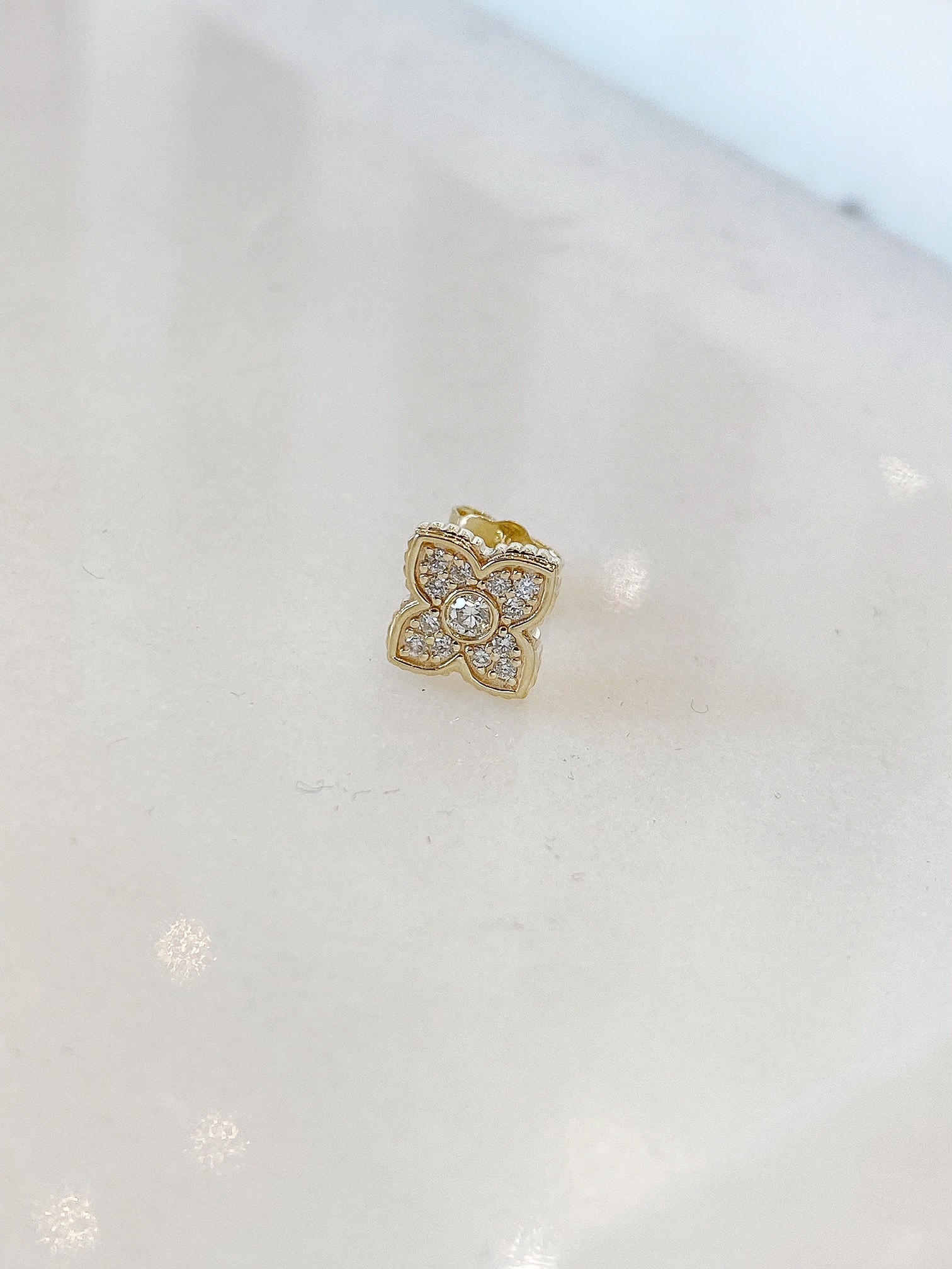 SYDNEY EVAN Pave Bezel Moroccan Stud Earring