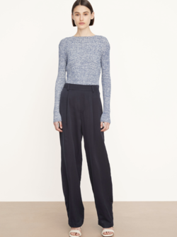 VINCE Silk-Blend High Waisted Pull On Pant - Coastal Blue