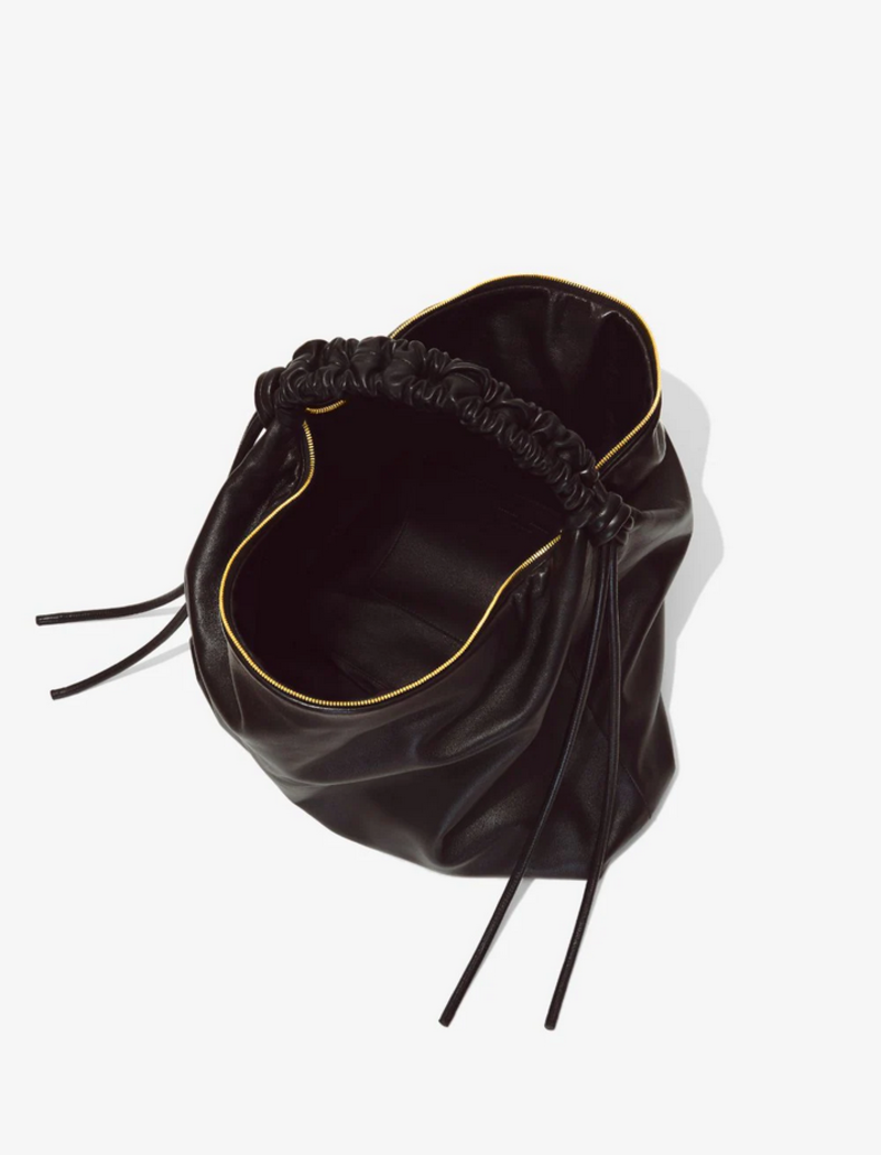 Large Drawstring Shoulder Bag - Black - Kiki