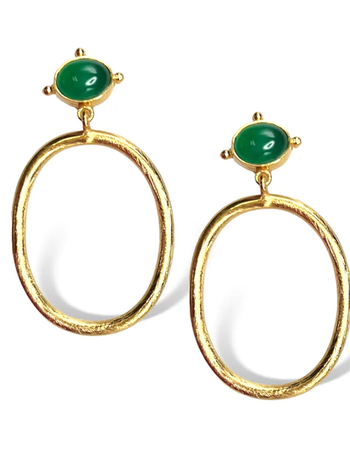 DINA MACKNEY Green Onyx Hoop Earring