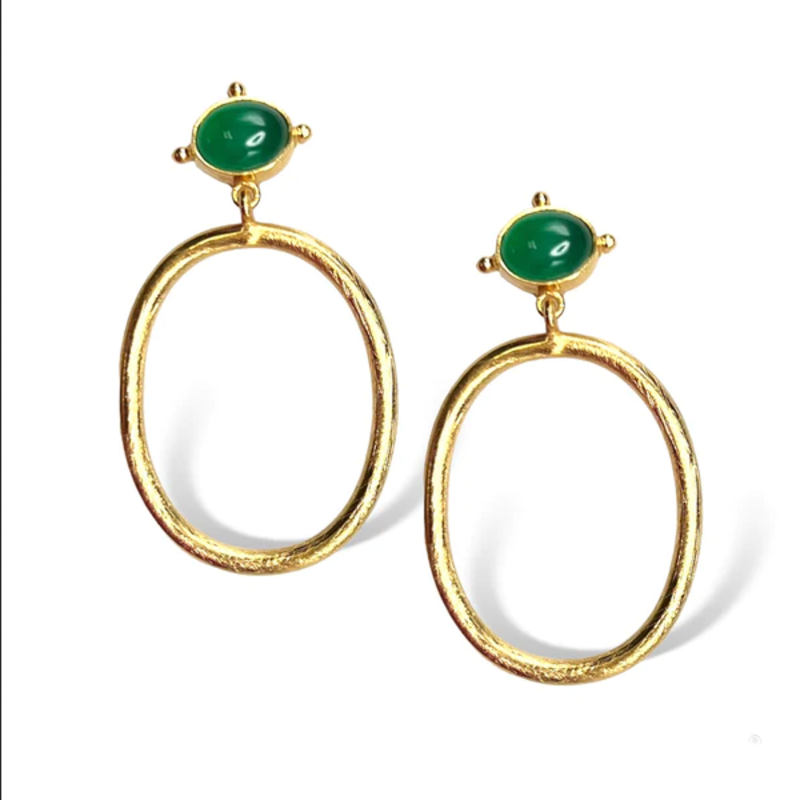 DINA MACKNEY Green Onyx Hoop Earring