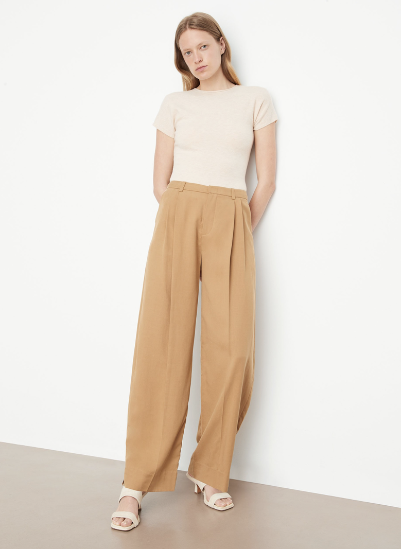 VINCE Drop Waist Pleated Trouser - Amber Wave