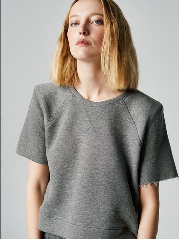 SMYTHE Short Sleeve Sweatshirt - Grey Melange