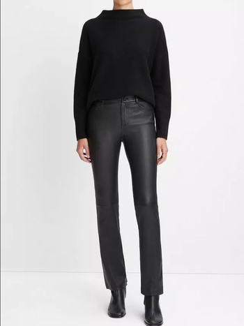 VINCE Stretch Leather Boot-Cut Pants