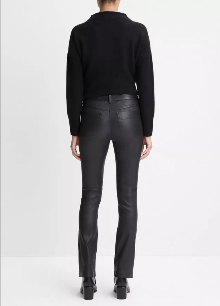 VINCE Stretch Leather Boot-Cut Pants