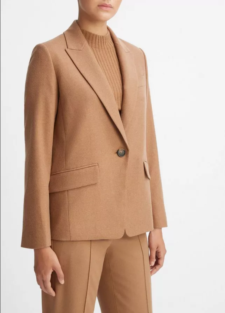 VINCE Brushed Wool Single Breasted Blazer