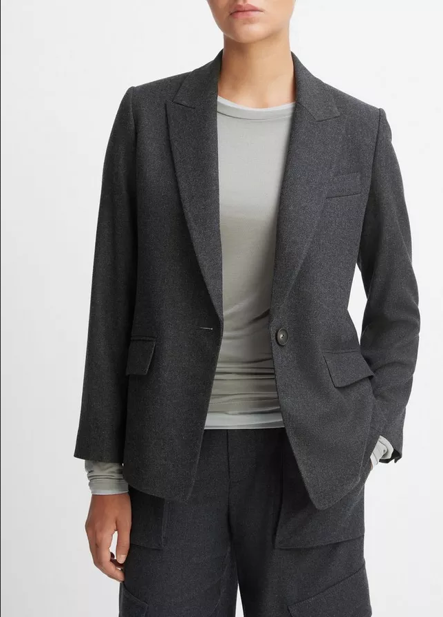 VINCE Brushed Wool Single Breasted Blazer