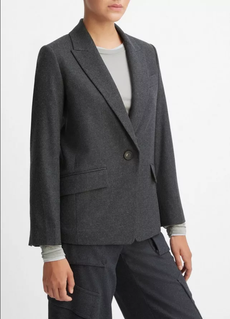 VINCE Brushed Wool Single Breasted Blazer