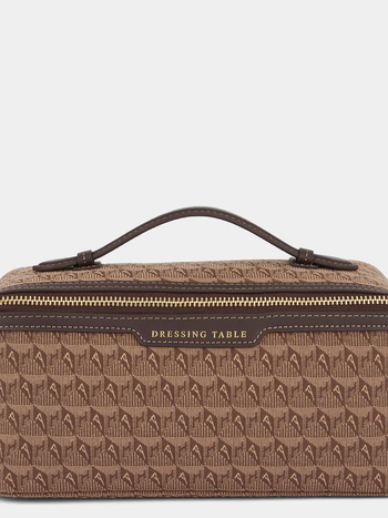 ANYA HINDMARCH Jacquard Dressing Table Bag AH Logo - Dark Earth