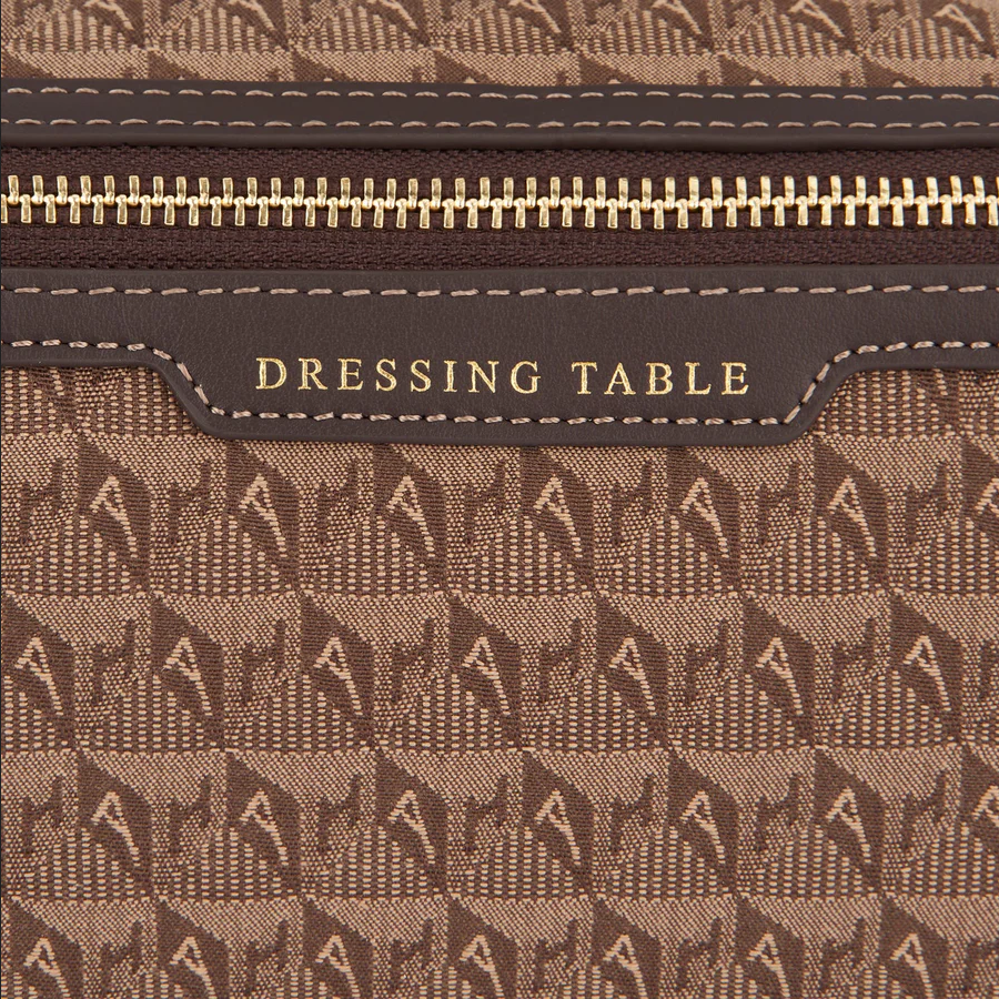 ANYA HINDMARCH Jacquard Dressing Table Bag AH Logo - Dark Earth