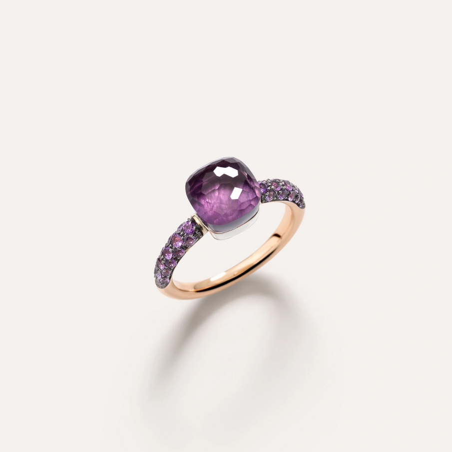 POMELLATO Petit Amethyst and Jade Nudo Ring