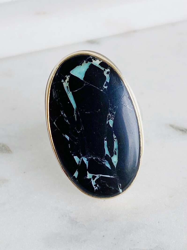 JAMIE JOSEPH Black Buffalo Turquoise Ring