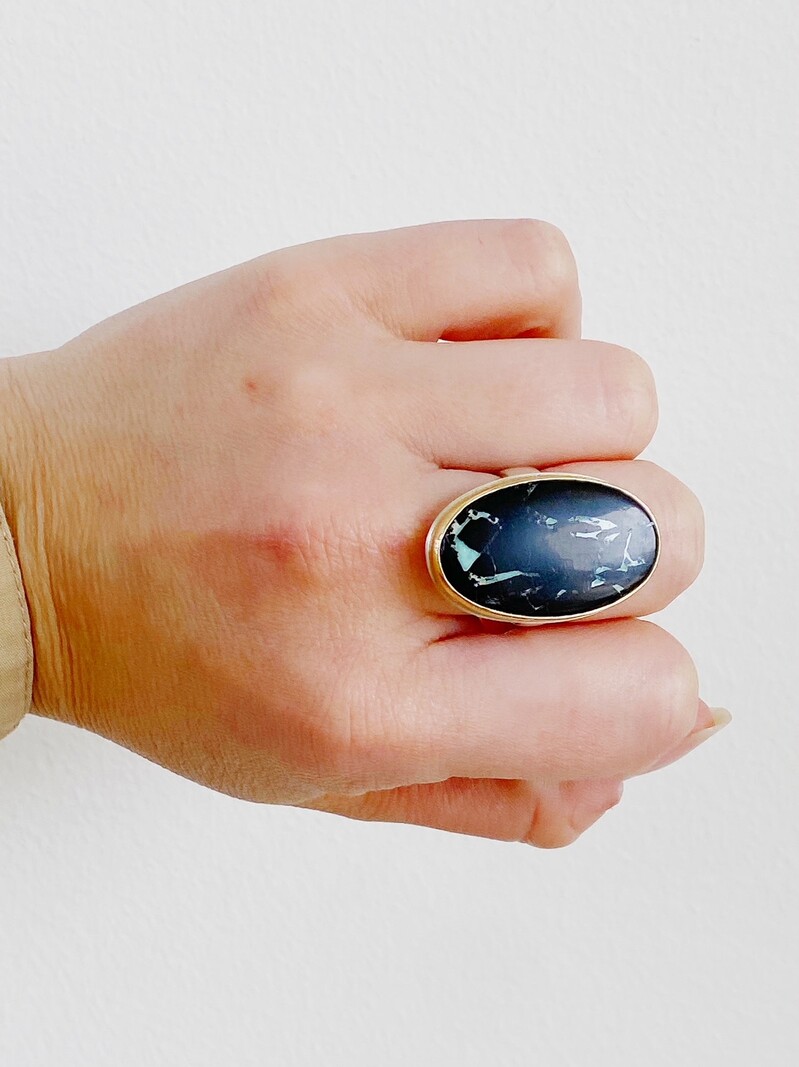 JAMIE JOSEPH Black Buffalo Turquoise Ring