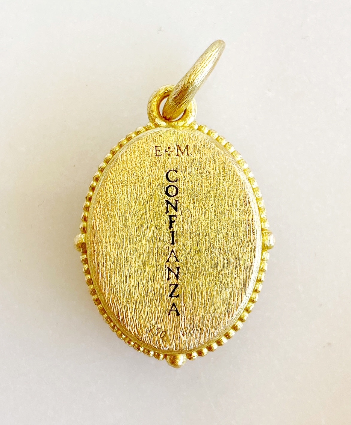 ERICA MOLINARI 18K White Sapphire Lady of Guadalupe Oval Glass Charm