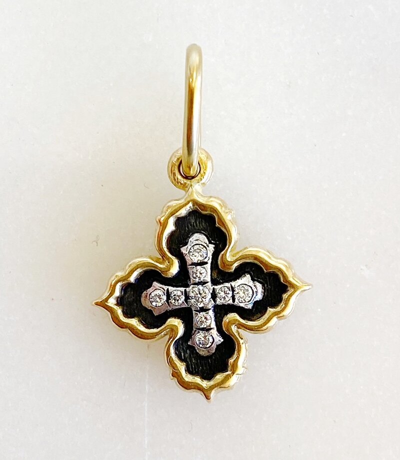 ERICA MOLINARI 18K Two-tone Tiny Diamond Cross