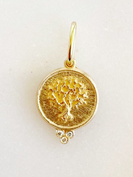 ERICA MOLINARI 14K Round 3 Diamond Tree of Life Charm