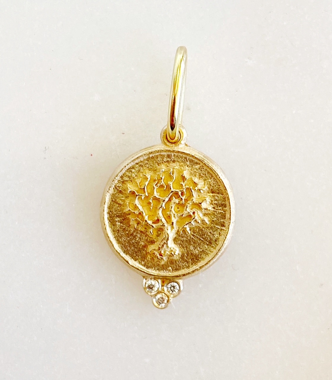 ERICA MOLINARI 14K Round 3 Diamond Tree of Life Charm