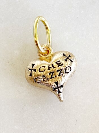 14k Gold Charm, Puffed Heart Charm