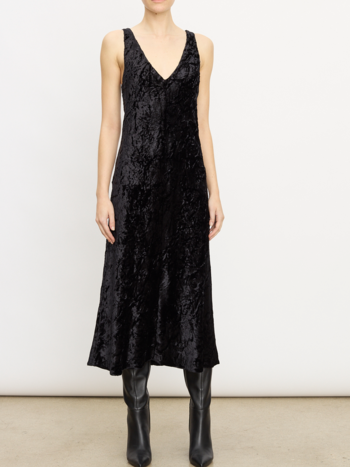 VINCE Luxe Velvet Textured Slip Dress - Black