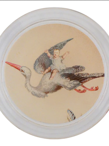 JOHN DERIAN 4" Coaster - Stork with Baby (Left)