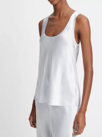 VINCE Raw Edge Silk Tank - Silverstone