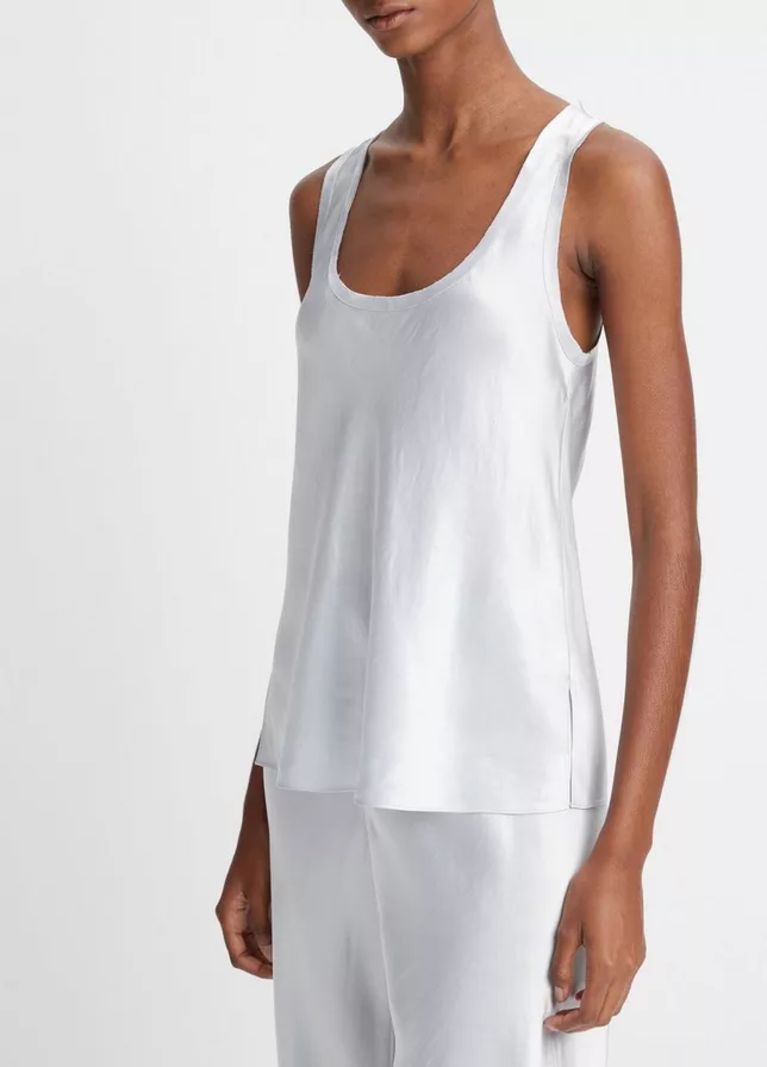 Raw Edge Silk Tank - Silverstone - Kiki