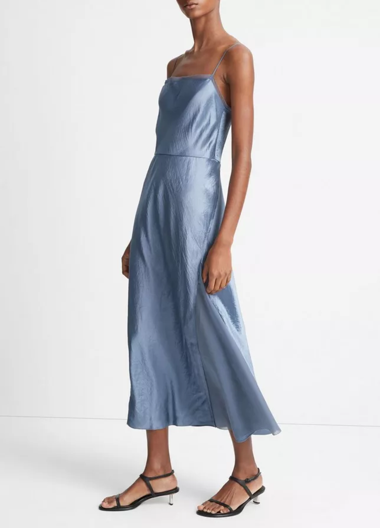 VINCE Sheer Panelled Slip Dress - Iris Smoke