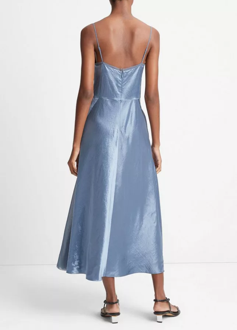 VINCE Sheer Panelled Slip Dress - Iris Smoke