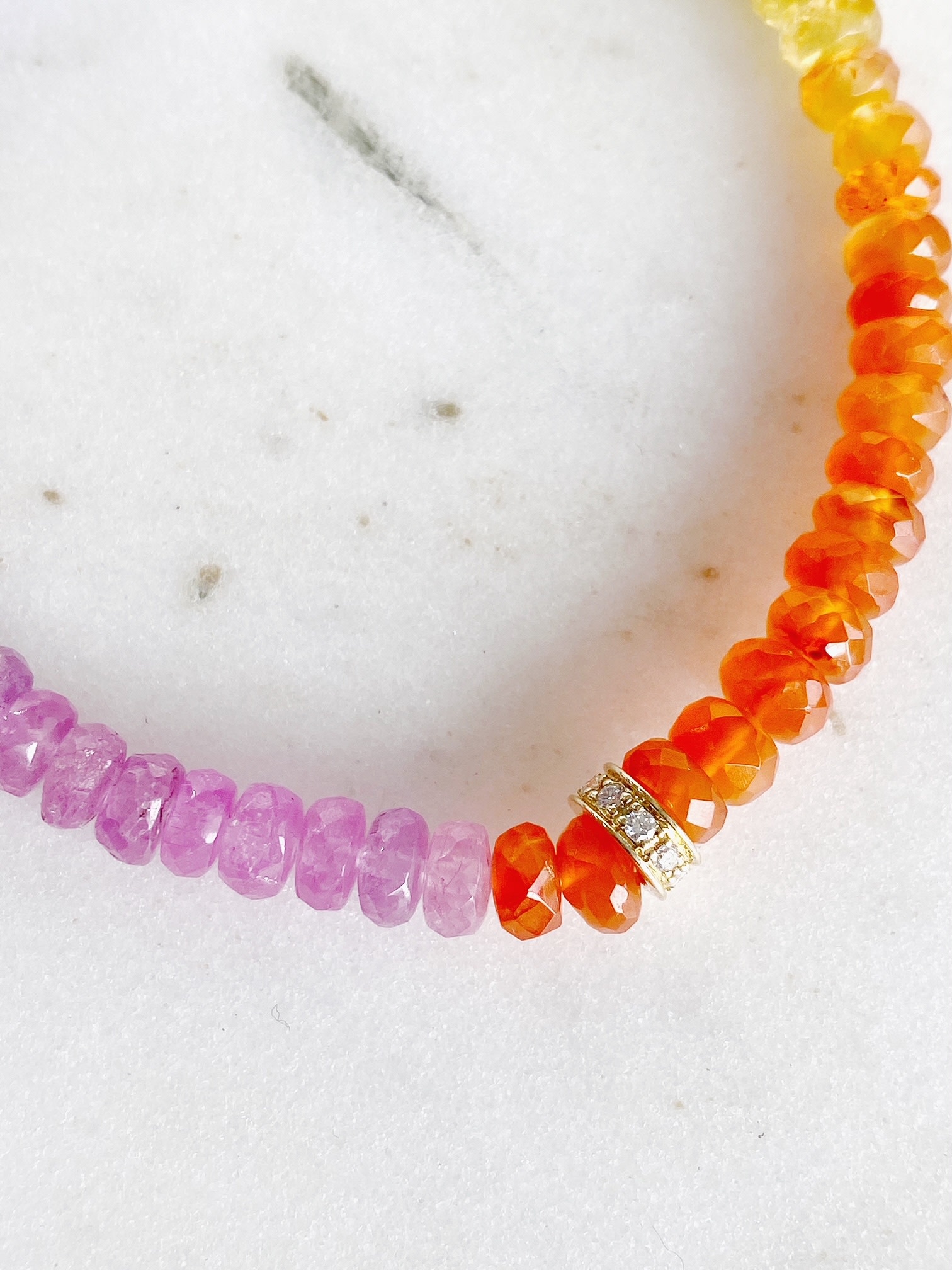 SYDNEY EVAN Diamond Rondelle on Semi Precious Multi Color Bracelet