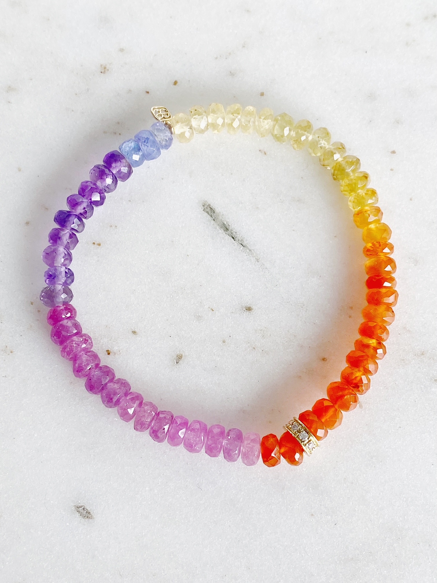 SYDNEY EVAN Diamond Rondelle on Semi Precious Multi Color Bracelet