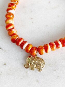 SYDNEY EVAN Gold & Diamond Elephant on Spiny Shell Oyster Bracelet