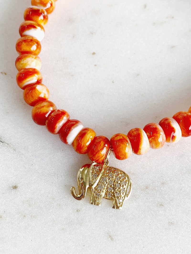 SYDNEY EVAN Elephant on Spiny Shell Oyster Bracelet