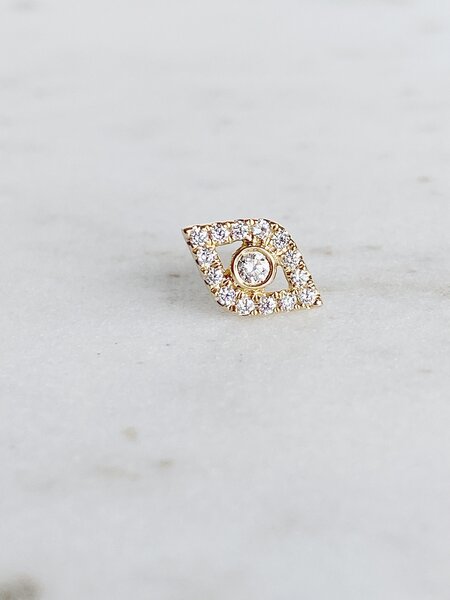 SYDNEY EVAN Large Diamond Evil Eye Stud