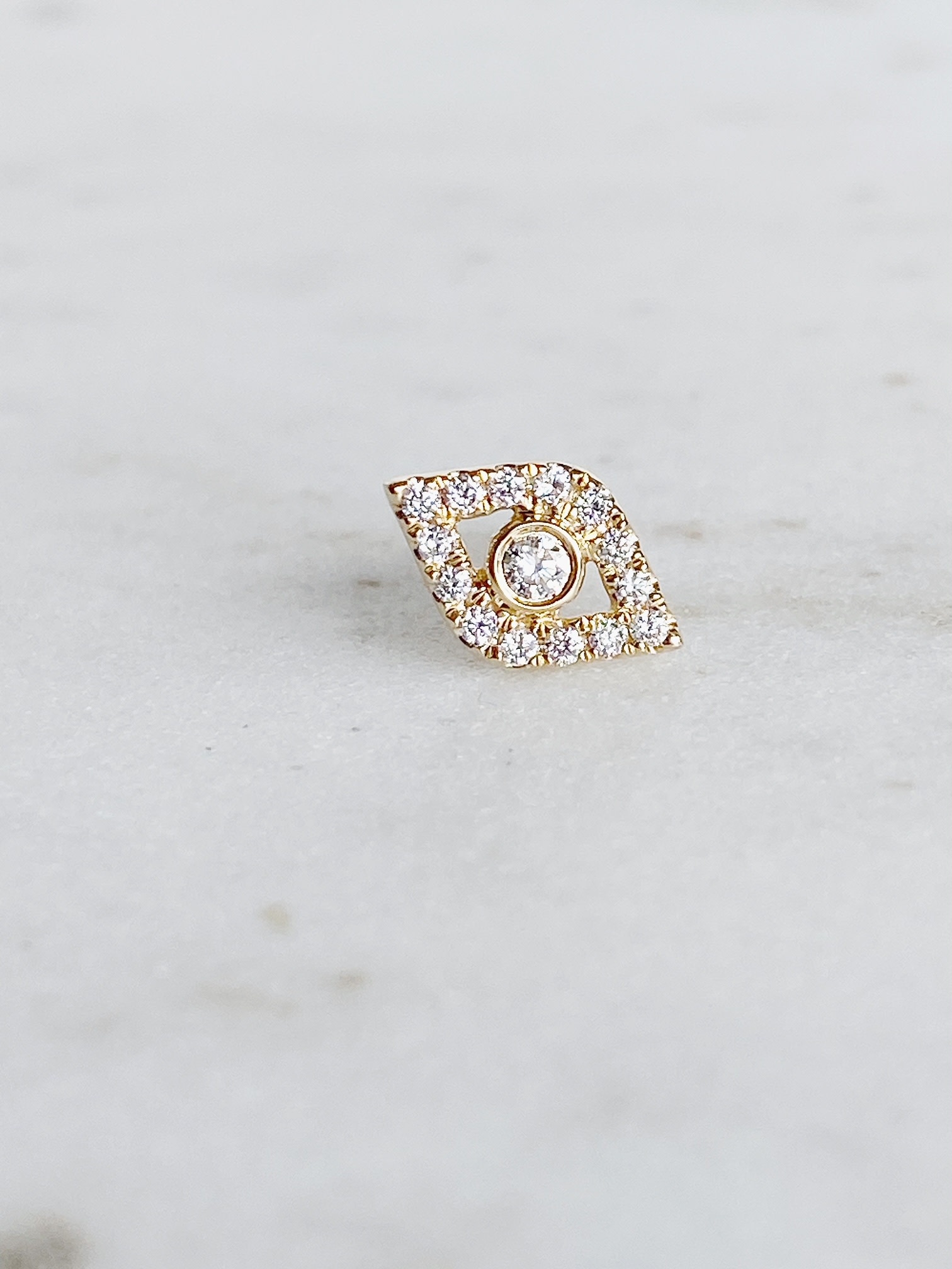 SYDNEY EVAN Large Diamond Evil Eye Stud Earring - Single